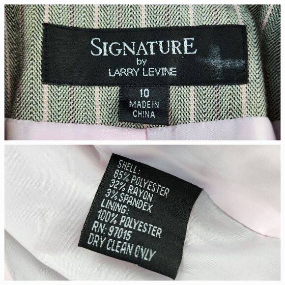 🐞Signature by Larry Levine Gray & Pink Pinstripe Blazer Size 10 - Picture 15 of 15